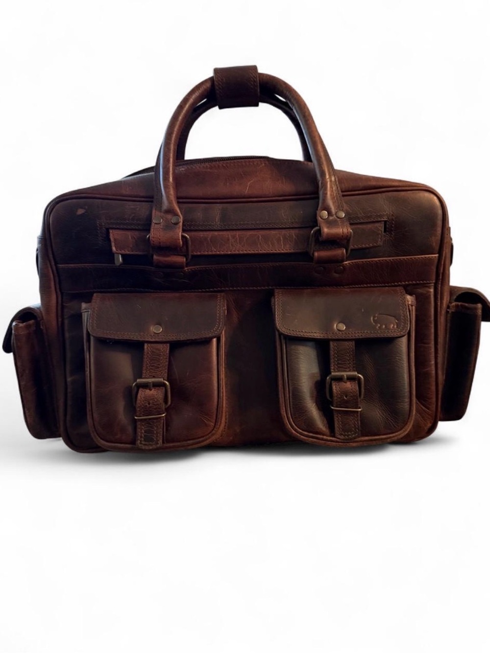 Buffalo Jackson Roosevelt Leather Briefcase Dark Oak Laptop Work Bag